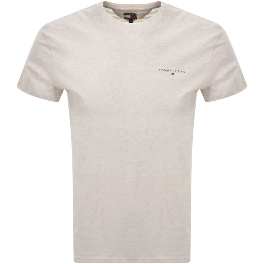 Image number 1 for Tommy Jeans Linear Logo T Shirt Oat Marl
