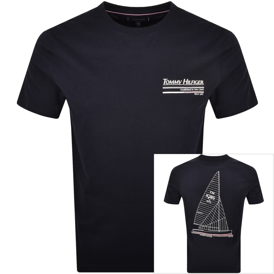 Image number 1 for Tommy Hilfiger Outline Sailing T Shirt Navy