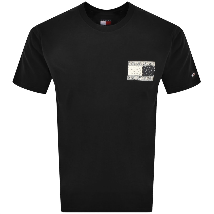Image number 2 for Tommy Jeans Paisley Flag Logo T Shirt Black
