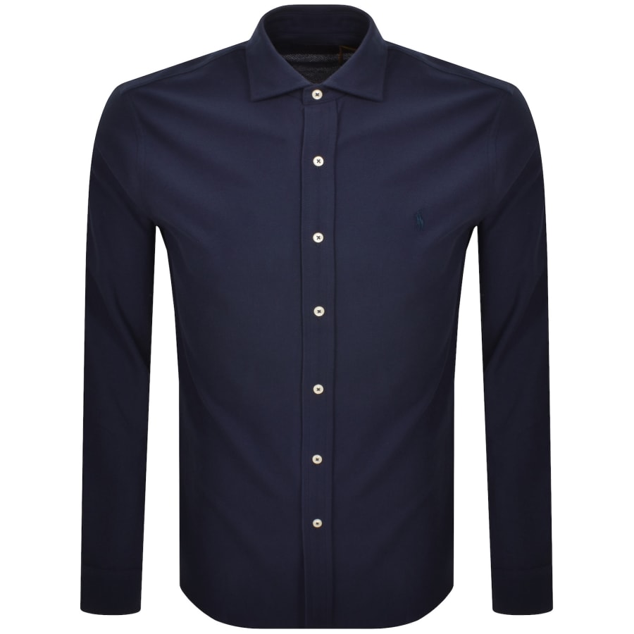 Image number 1 for Ralph Lauren Honeycomb Textured Shirt Navy