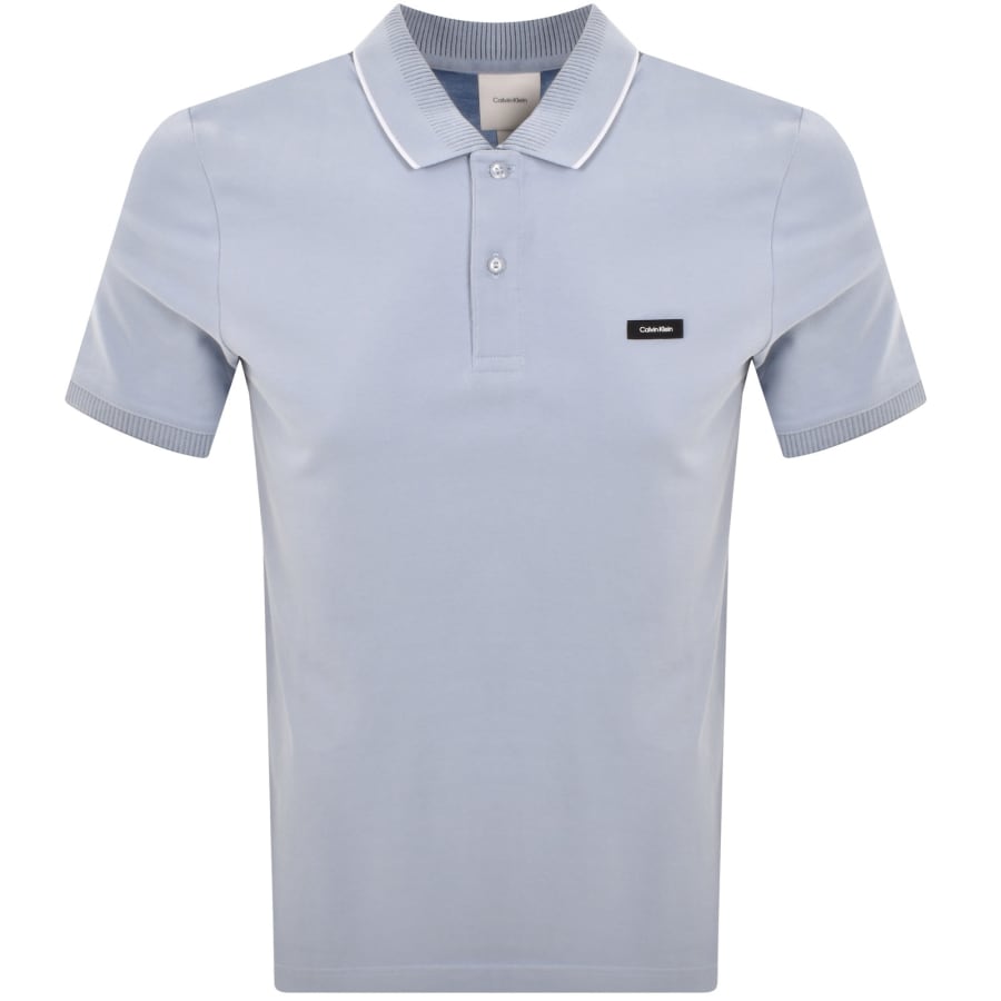 Image number 1 for Calvin Klein Pique Polo T Shirt Blue