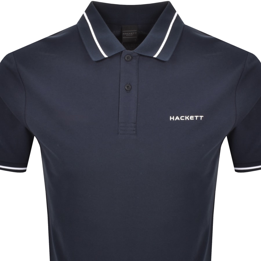 Image number 2 for Hackett Sport Tipped Polo T Shirt Navy
