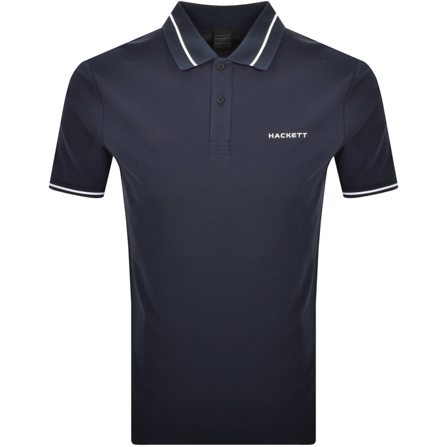 Image number 1 for Hackett Sport Tipped Polo T Shirt Navy