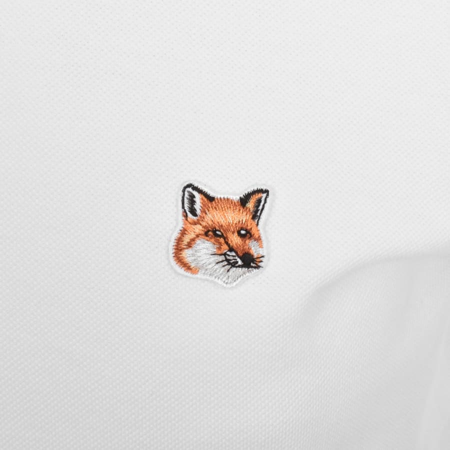Image number 3 for Maison Kitsune Fox Head Polo T Shirt White