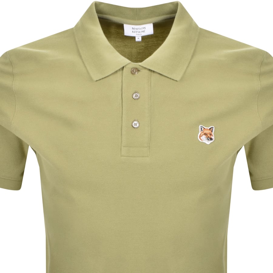 Image number 2 for Maison Kitsune Fox Head Polo T Shirt Green
