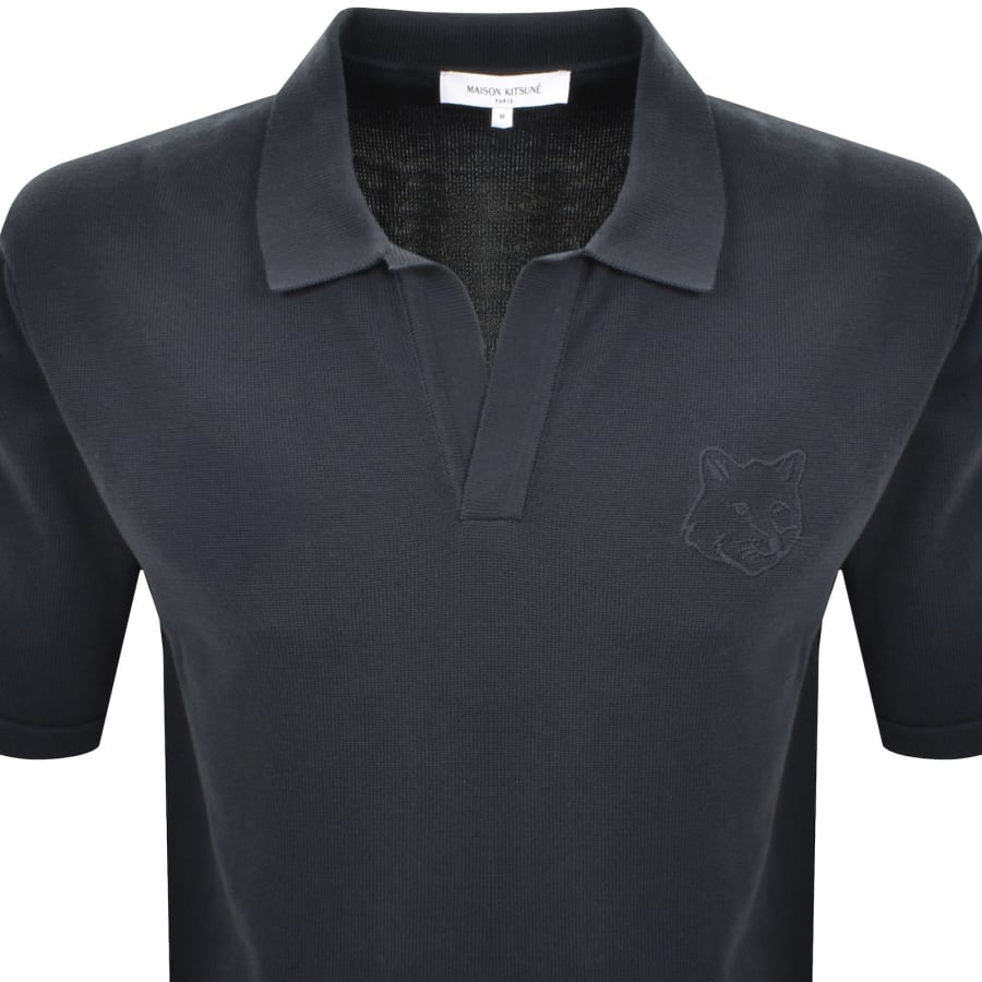 Image number 2 for Maison Kitsune Fox Head Polo T Shirt Grey