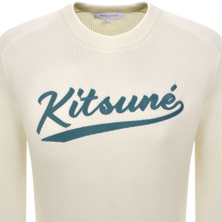Image number 2 for Maison Kitsune Logo Knit Jumper Cream