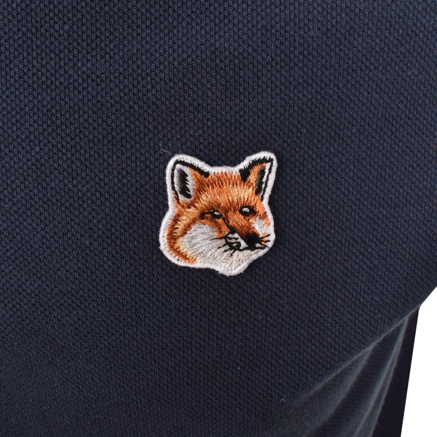 Image number 3 for Maison Kitsune Fox Head Polo T Shirt Blue