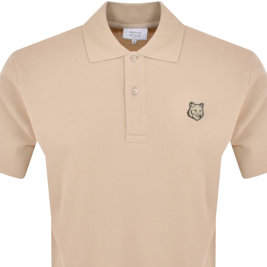 Image number 2 for Maison Kitsune Fox Head Polo T Shirt Beige