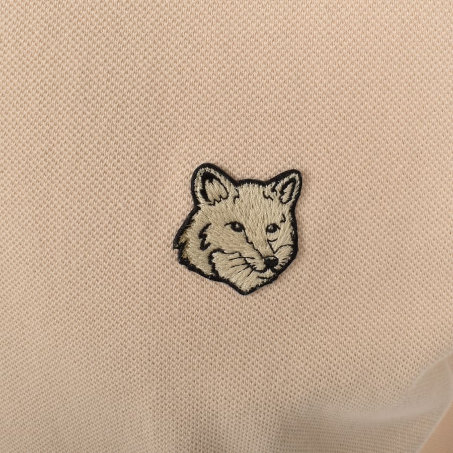 Image number 3 for Maison Kitsune Fox Head Polo T Shirt Beige