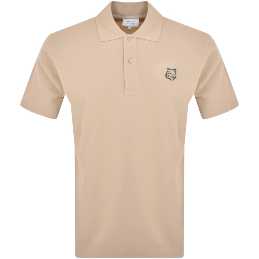 Image number 1 for Maison Kitsune Fox Head Polo T Shirt Beige