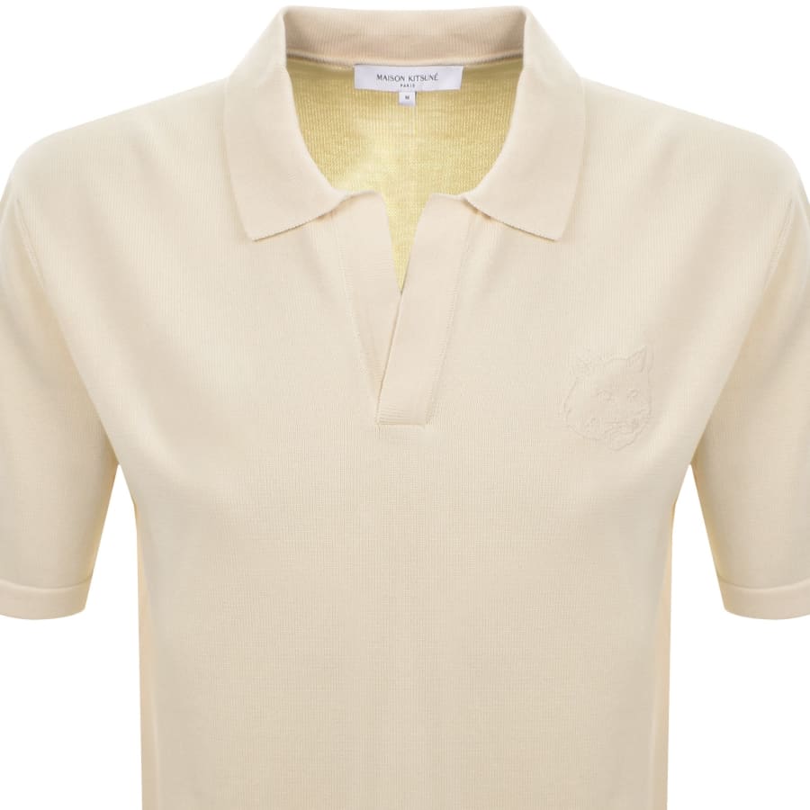 Image number 2 for Maison Kitsune Fox Head Polo T Shirt Cream