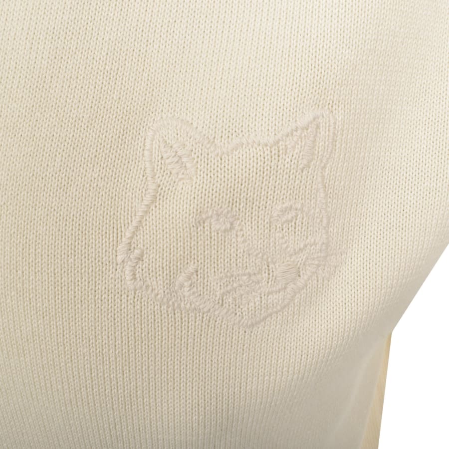 Image number 3 for Maison Kitsune Fox Head Polo T Shirt Cream