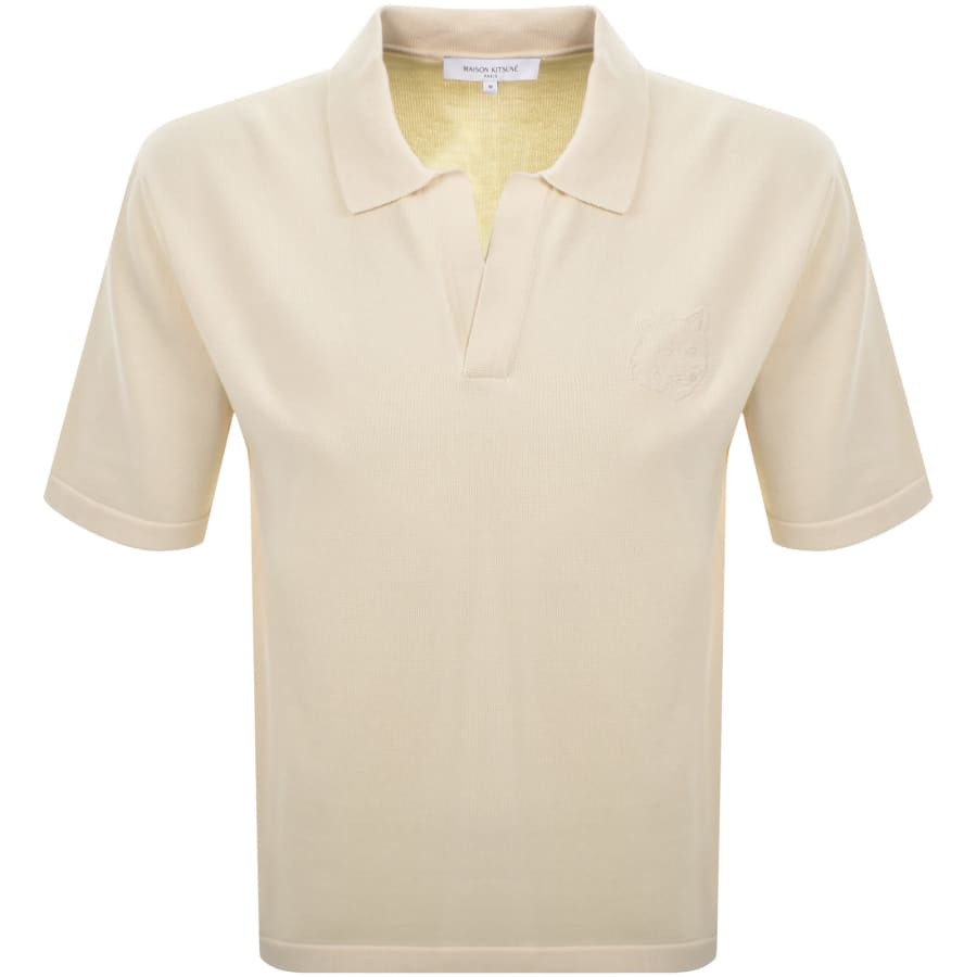 Image number 1 for Maison Kitsune Fox Head Polo T Shirt Cream