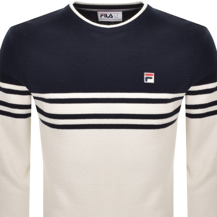 Image number 2 for Fila Vintage Logo Nate Knit Jumper Navy