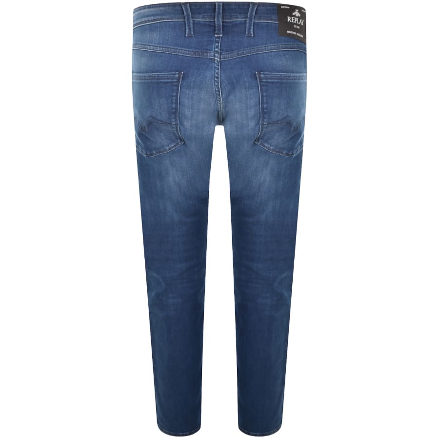 Image number 3 for Replay Anbass Slim Fit Mid Wash Jeans Blue