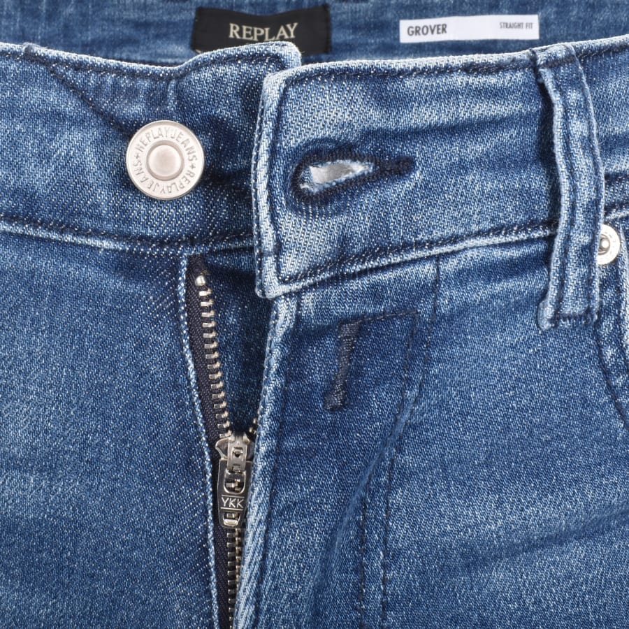 Image number 5 for Replay Grover Straight Fit Mid Wash Jeans Blue
