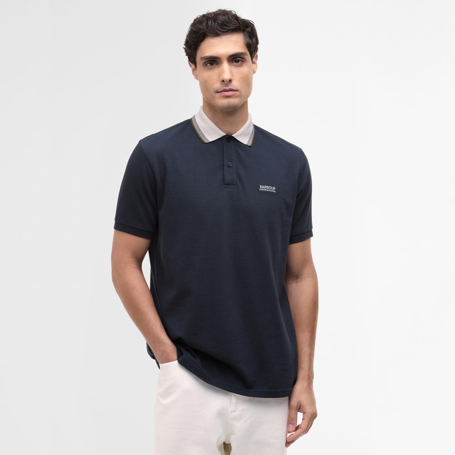 Image number 5 for Barbour International Vase Polo T Shirt Navy
