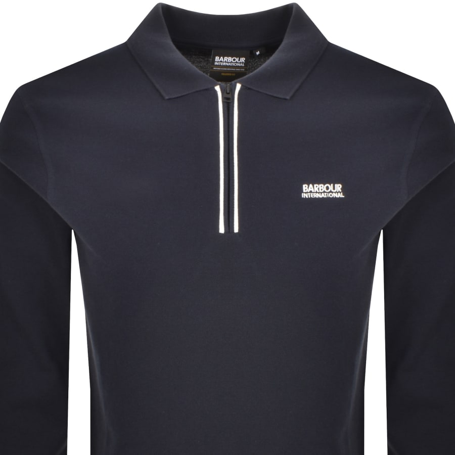 Image number 2 for Barbour International Marshall Zip Polo Navy