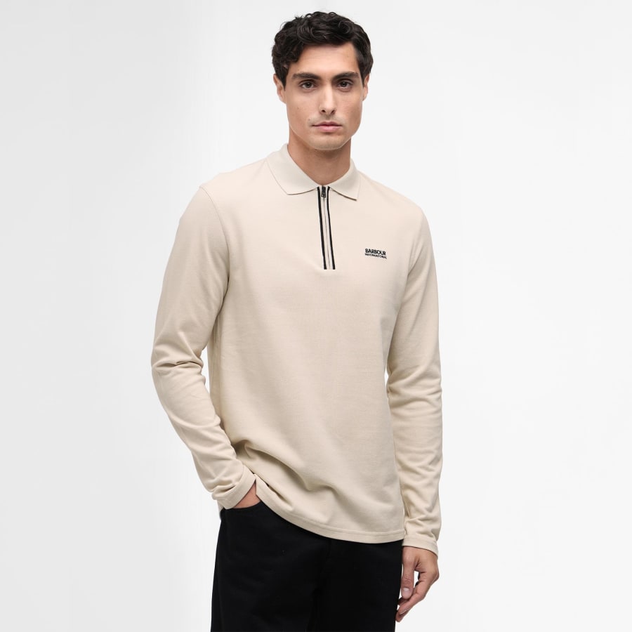 Image number 5 for Barbour International Marshall Zip Polo Beige