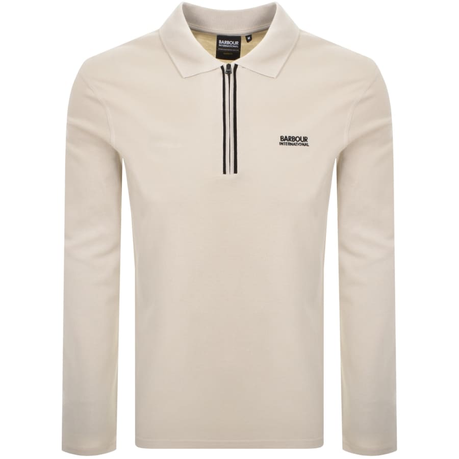 Image number 1 for Barbour International Marshall Zip Polo Beige