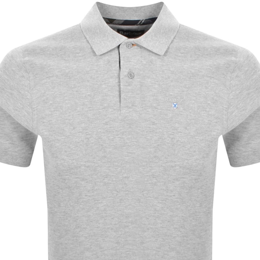 Image number 2 for Barbour Tartan Pique Polo T Shirt Grey
