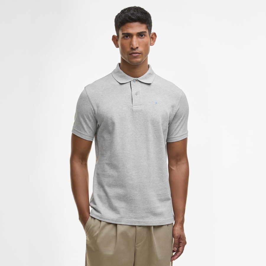 Image number 5 for Barbour Tartan Pique Polo T Shirt Grey