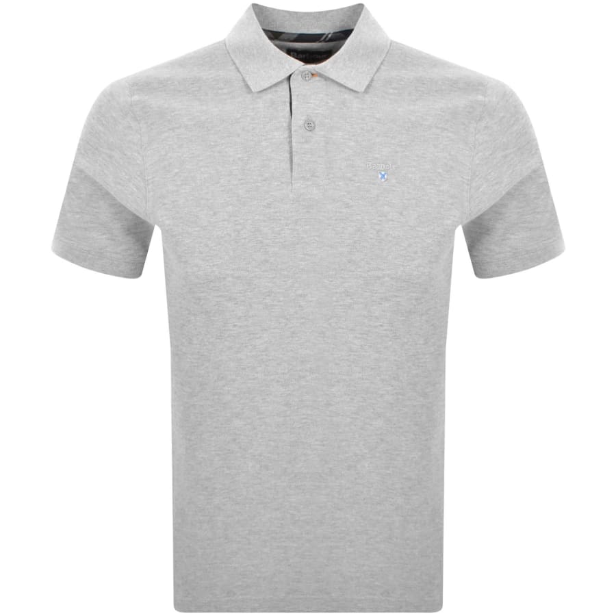 Image number 1 for Barbour Tartan Pique Polo T Shirt Grey