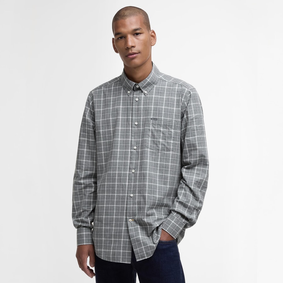 Image number 5 for Barbour Bramham Checked Tailored Shirt Grey