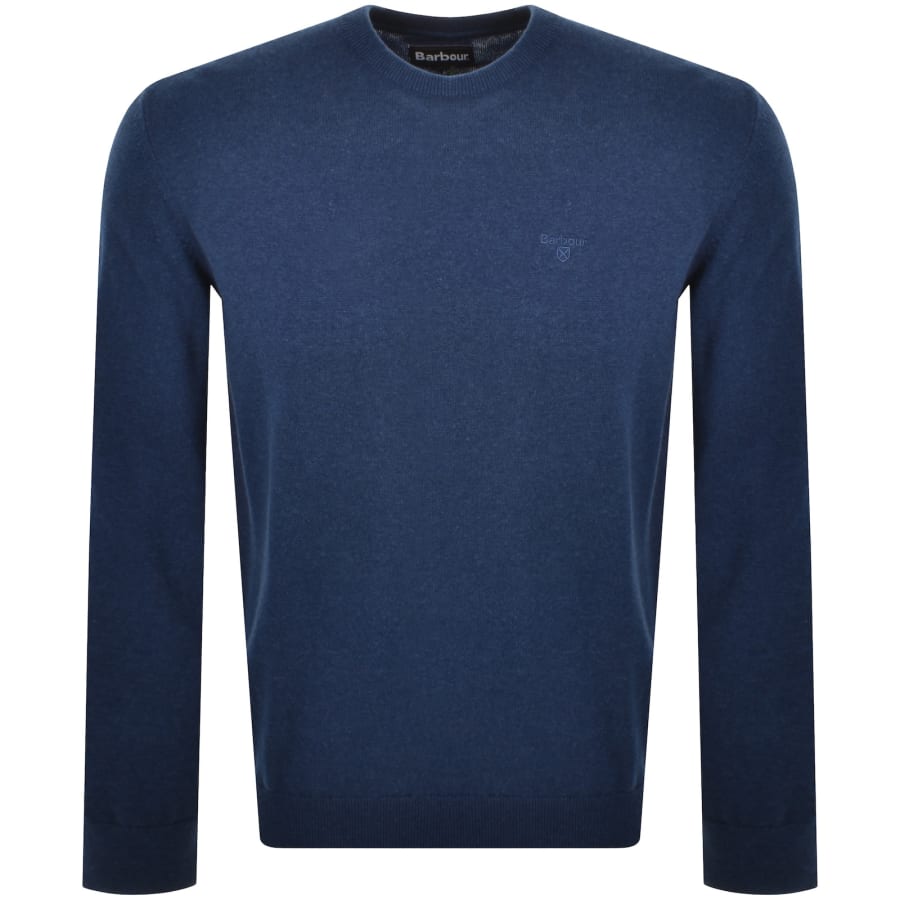 Image number 1 for Barbour Pima Cotton Knit Jumper Marl Blue