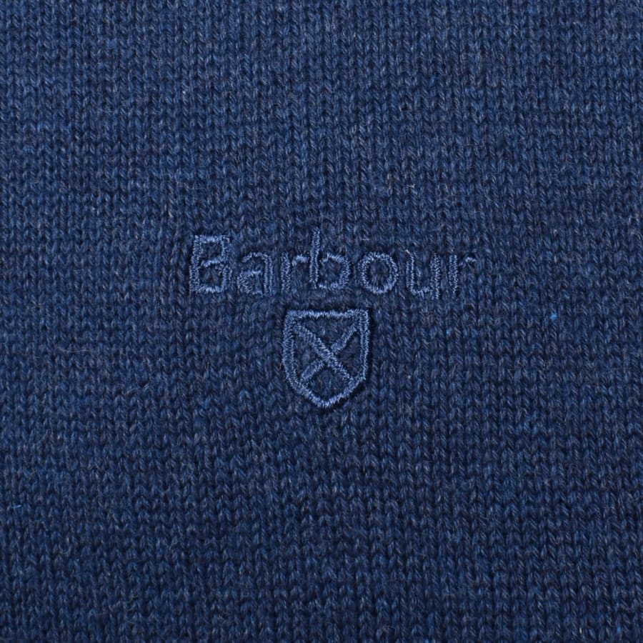 Image number 3 for Barbour Half Zip Knit Jumper Inky Marl Blue
