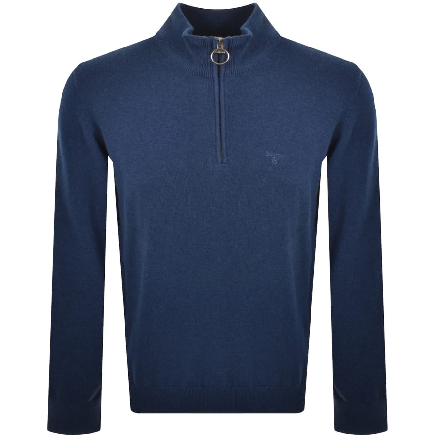 Image number 1 for Barbour Half Zip Knit Jumper Inky Marl Blue