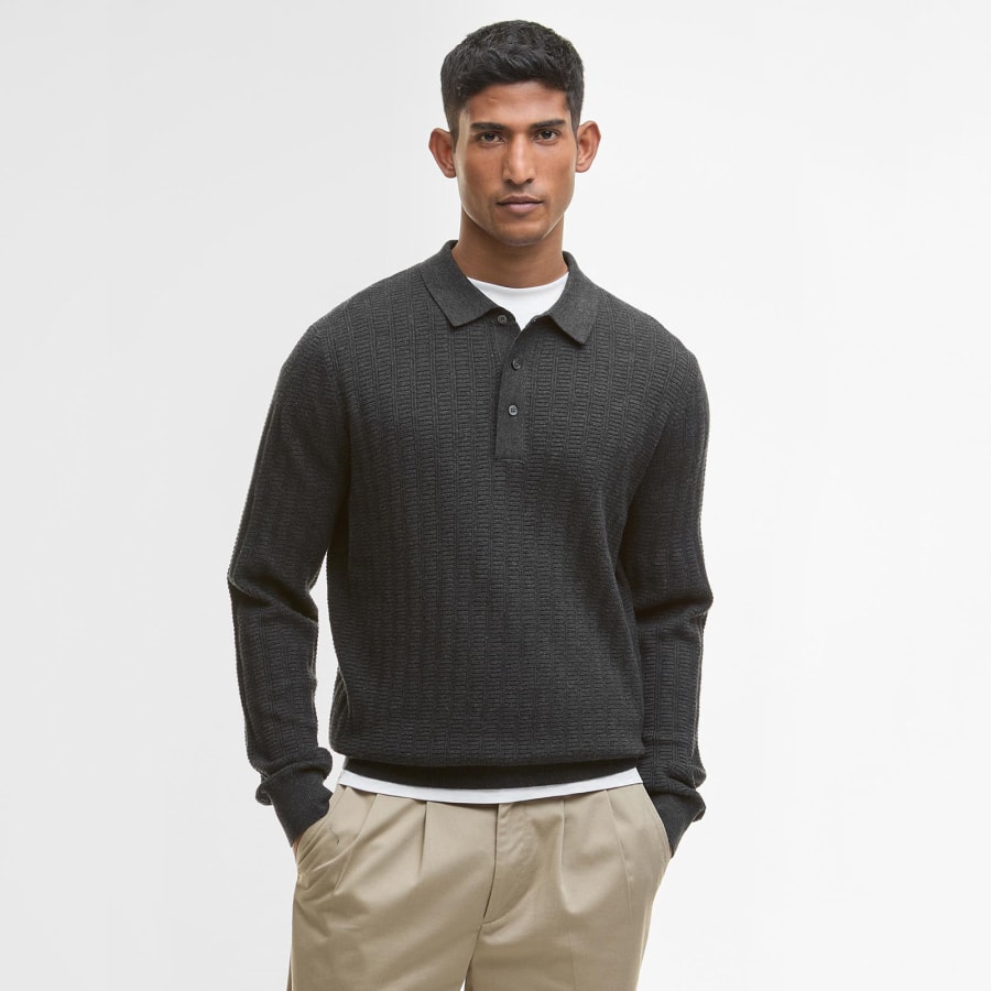 Image number 5 for Barbour Smeaton Knitted Polo Black