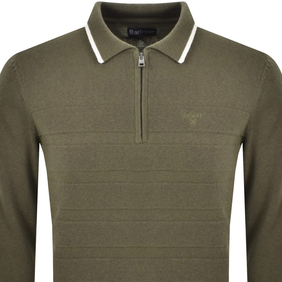 Image number 2 for Barbour Fenhill Knitted Polo Mid Olive Green