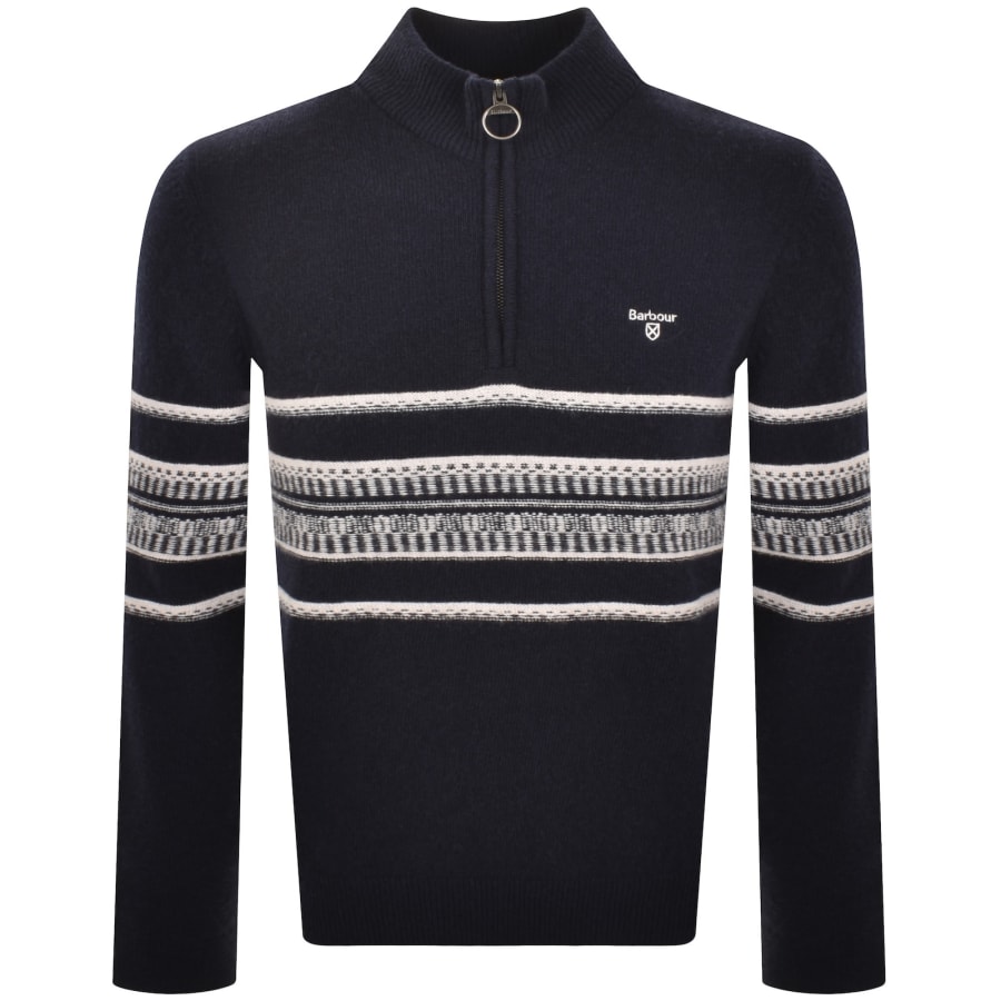 Image number 1 for Barbour Kepwick Half Zip Knitted Jumper Navy