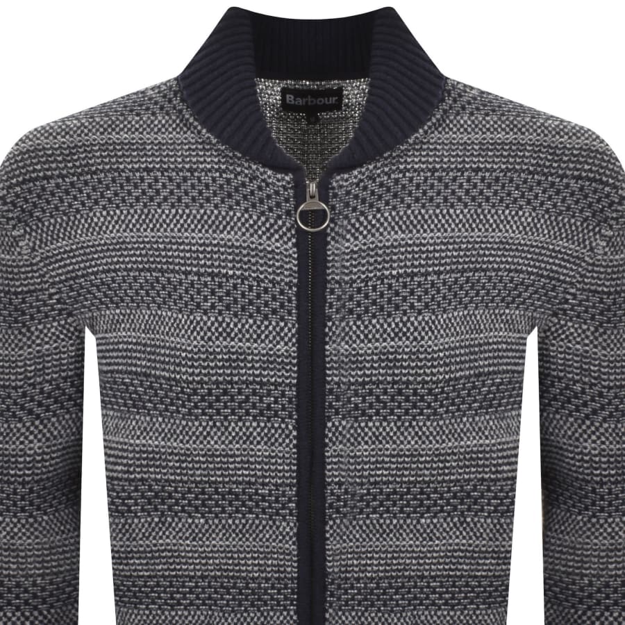 Image number 2 for Barbour Helmsley Full Zip Knitted Jumper Navy
