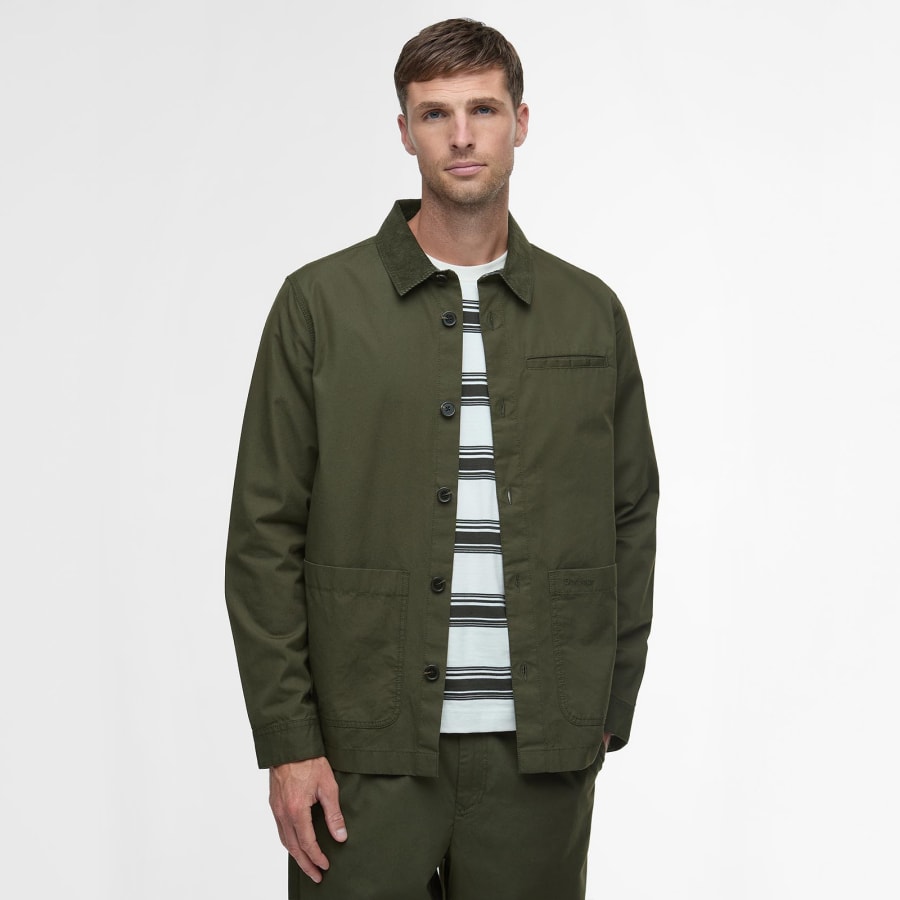 Image number 5 for Barbour Cole Tailored Fit Overshirt Olive Green