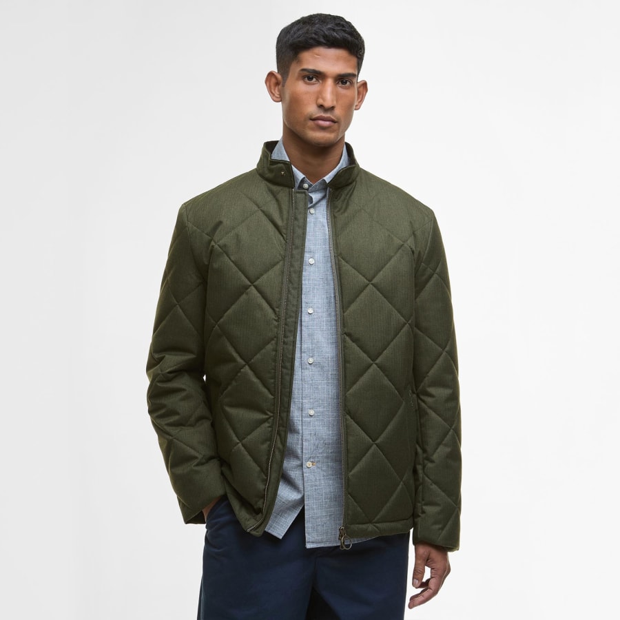 Image number 5 for Barbour City Harrington Quilted Jacket Green