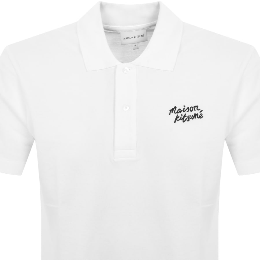 Image number 2 for Maison Kitsune Handwriting Polo T Shirt White