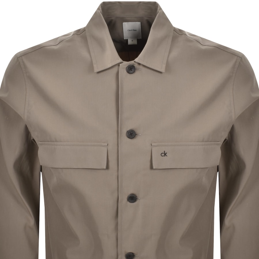 Image number 2 for Calvin Klein Overshirt Jacket Fossil Brown