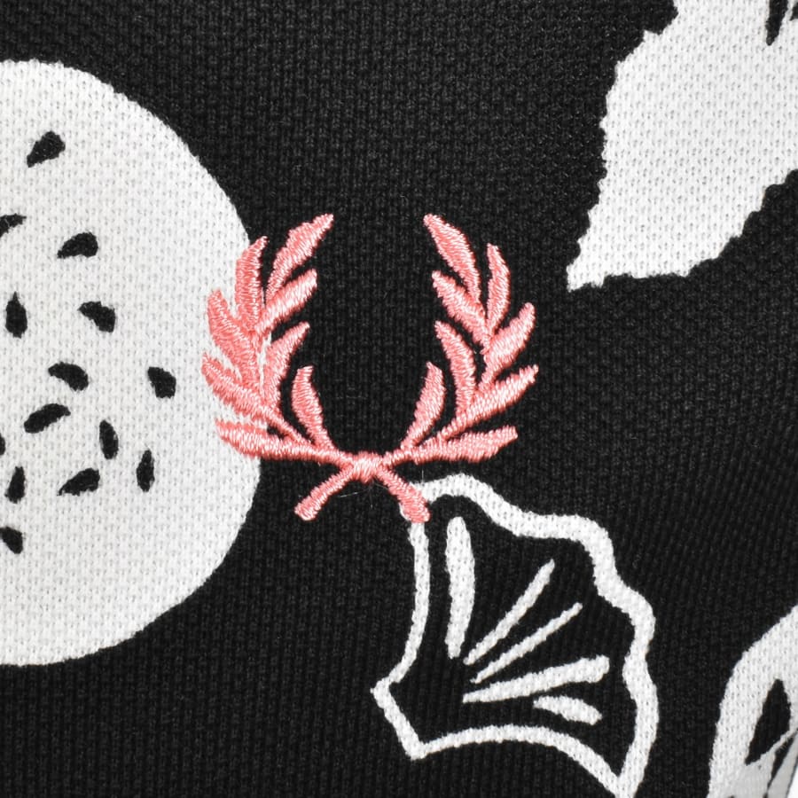 Image number 3 for Fred Perry Print Polo T Shirt Black