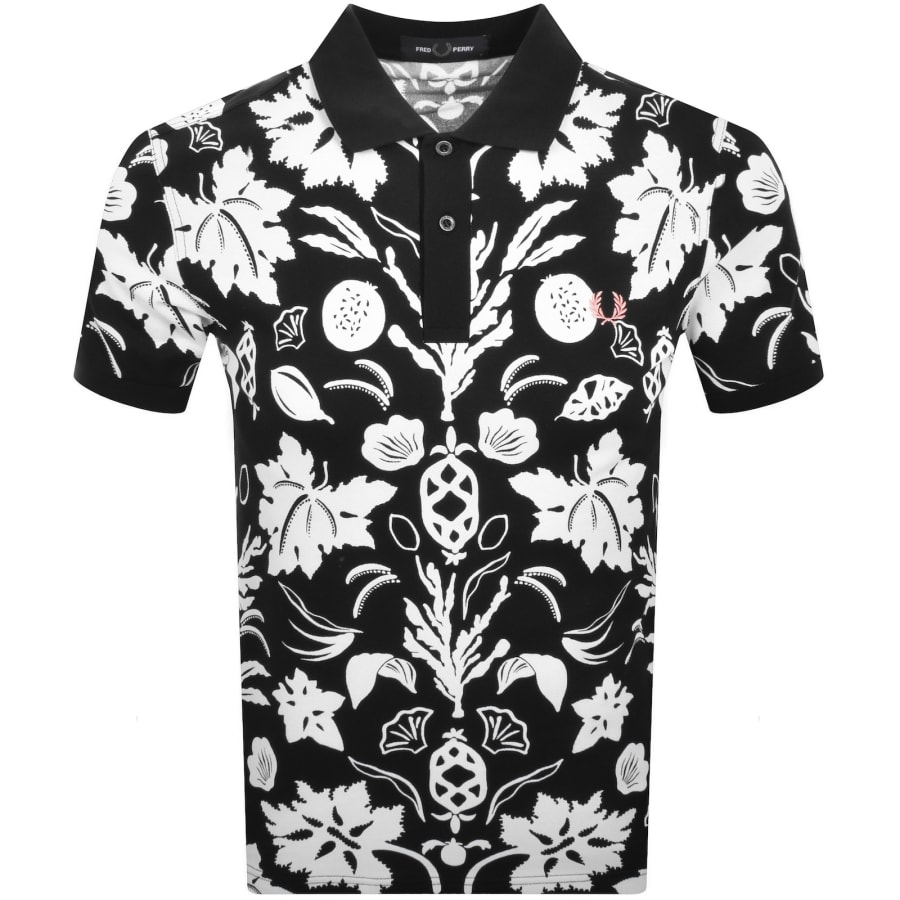 Image number 1 for Fred Perry Print Polo T Shirt Black