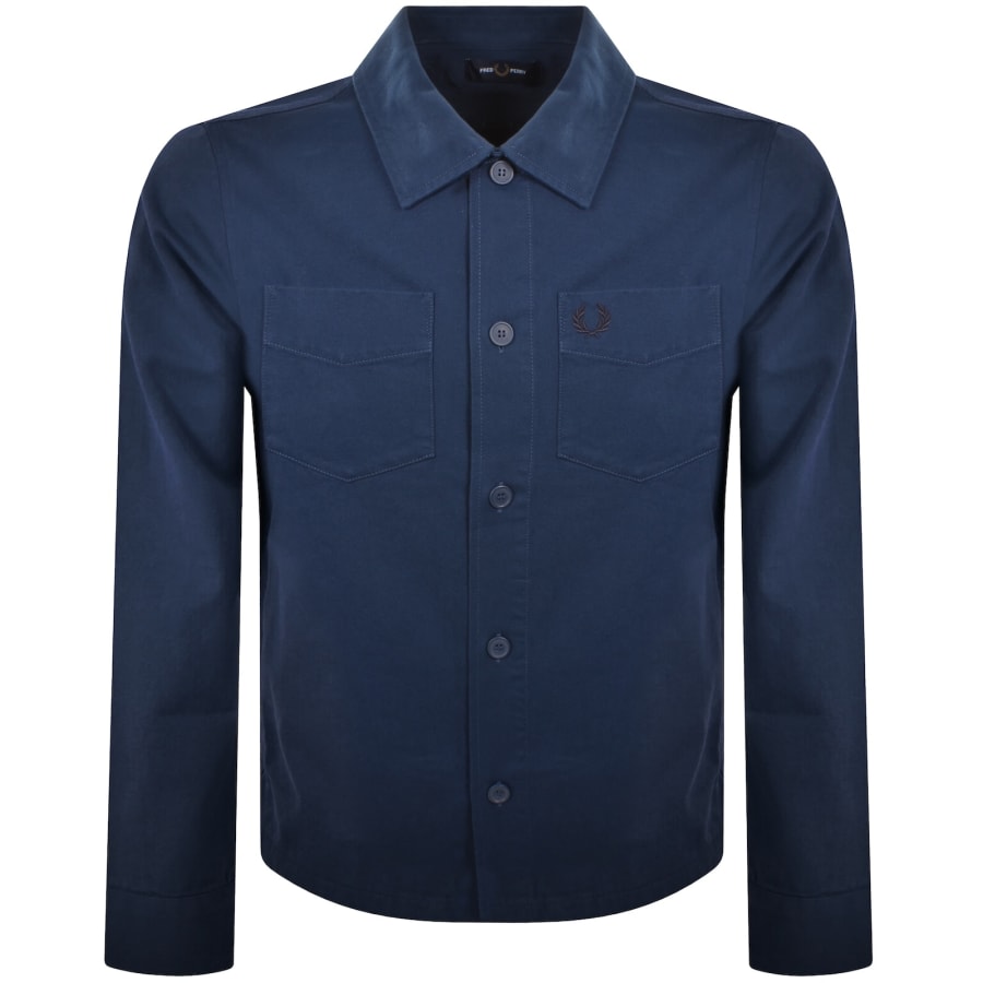 Image number 1 for Fred Perry Twill Overshirt Blue