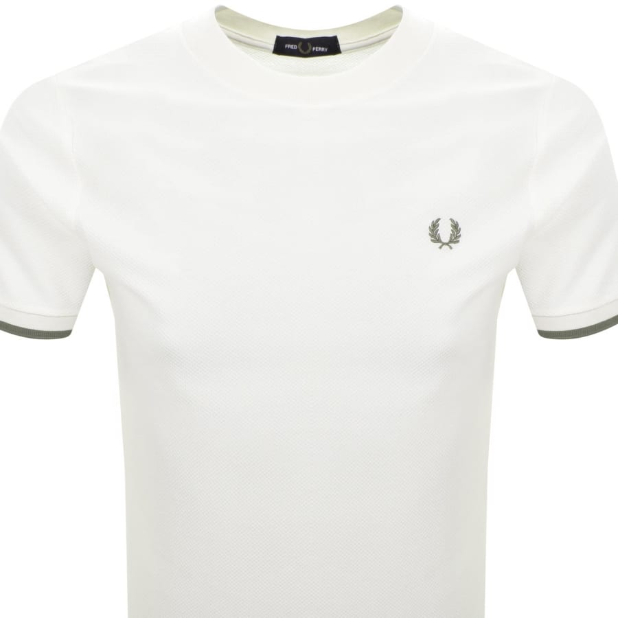 Image number 2 for Fred Perry Tipped Cuff Pique T Shirt Cream