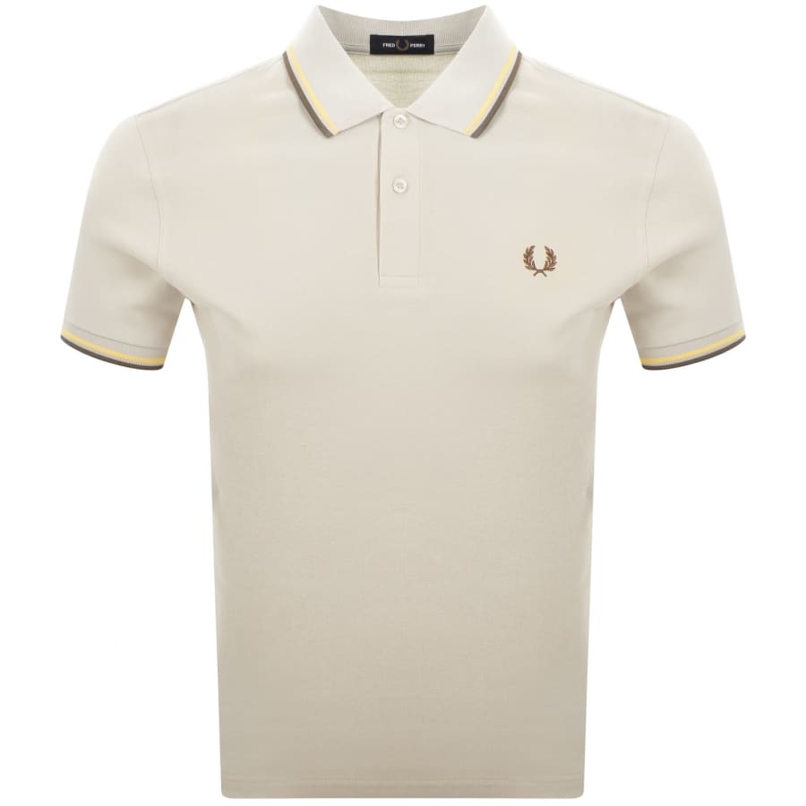 Image number 1 for Fred Perry Twin Tipped Polo T Shirt Beige