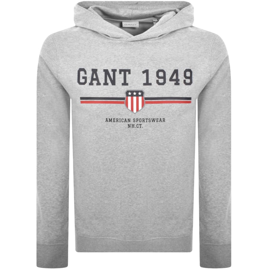 Image number 1 for Gant Graphic Regular Fit Hoodie Grey