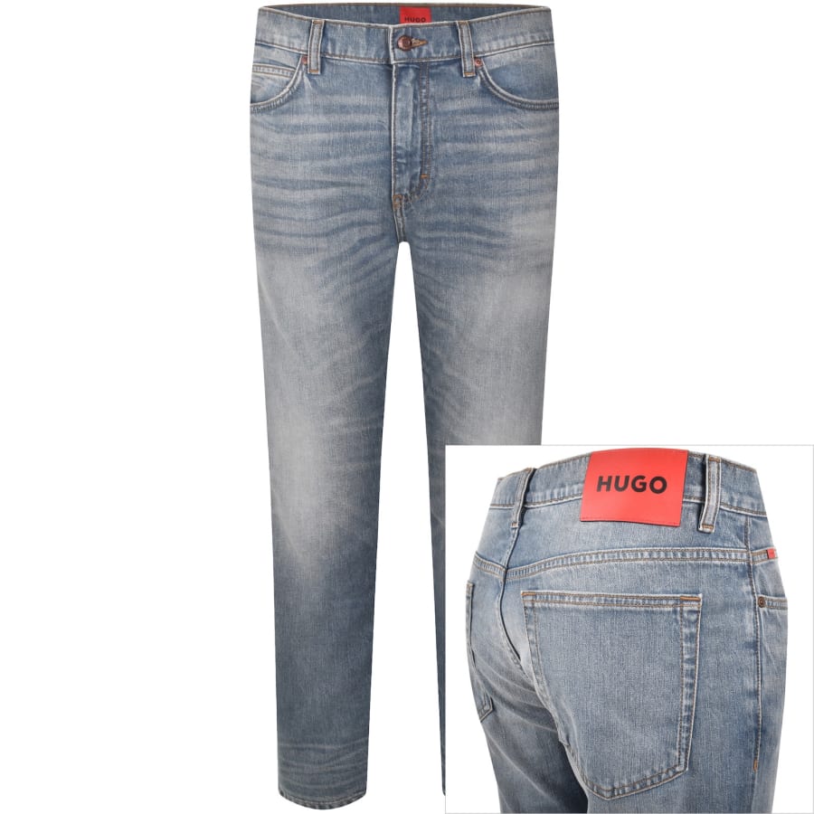 Image number 1 for HUGO 708 Slim Fit Jeans Mid Wash Blue