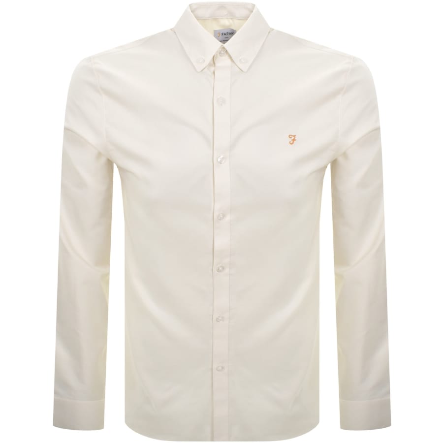 Image number 1 for Farah Brewer Long Sleeve Shirt Cream