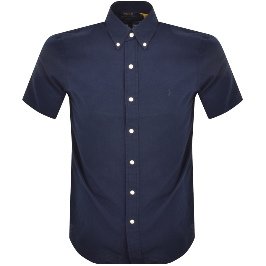 Image number 1 for Ralph Lauren Seersucker Short Sleeve Shirt Navy