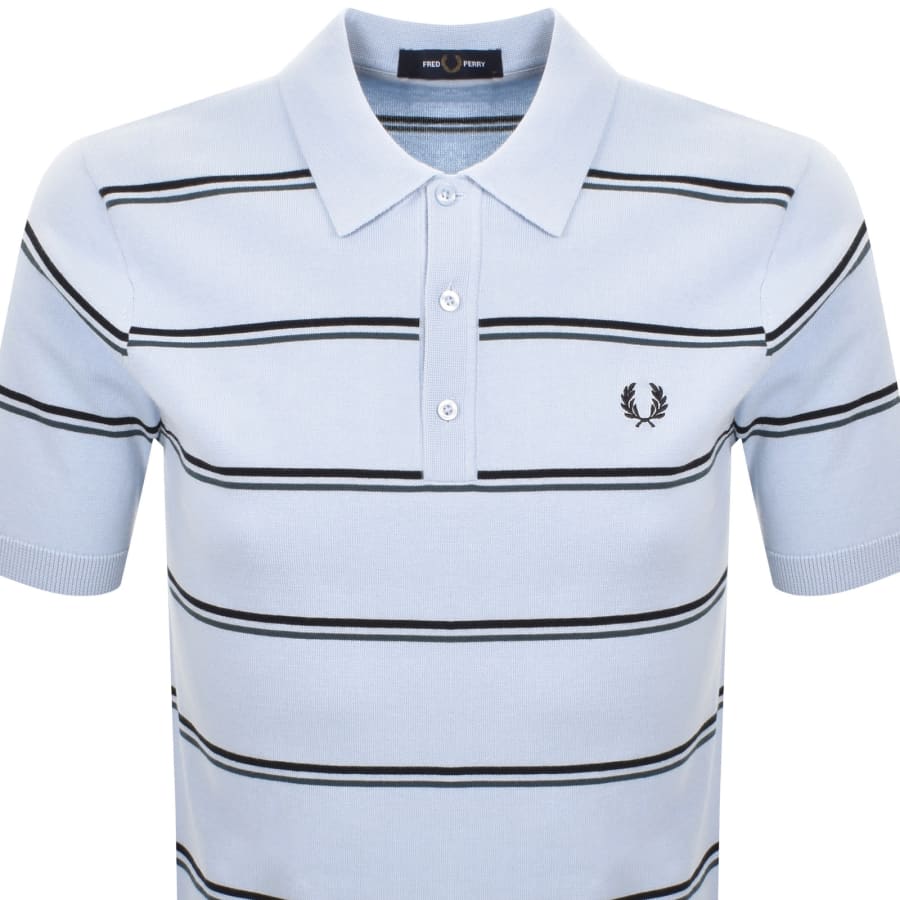 Image number 2 for Fred Perry Striped Polo T Shirt Blue